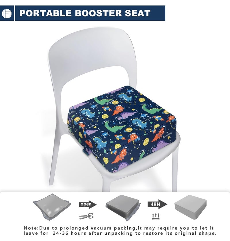 Funcority Toddler Booster Seat for Dining Table, Portable Booster Seat for Kitchen Chair, 4 Inch High-Density Foam Cushion with Adjustable Safety Straps and Non-Slip Bottom, Perfect for Kids Travel and Daily - Image 5